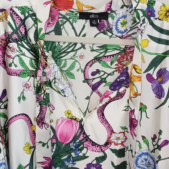 Ellos Floral Garden Multicolor Babydoll Blouse Plus Sz 28 - Picture 5 of 8